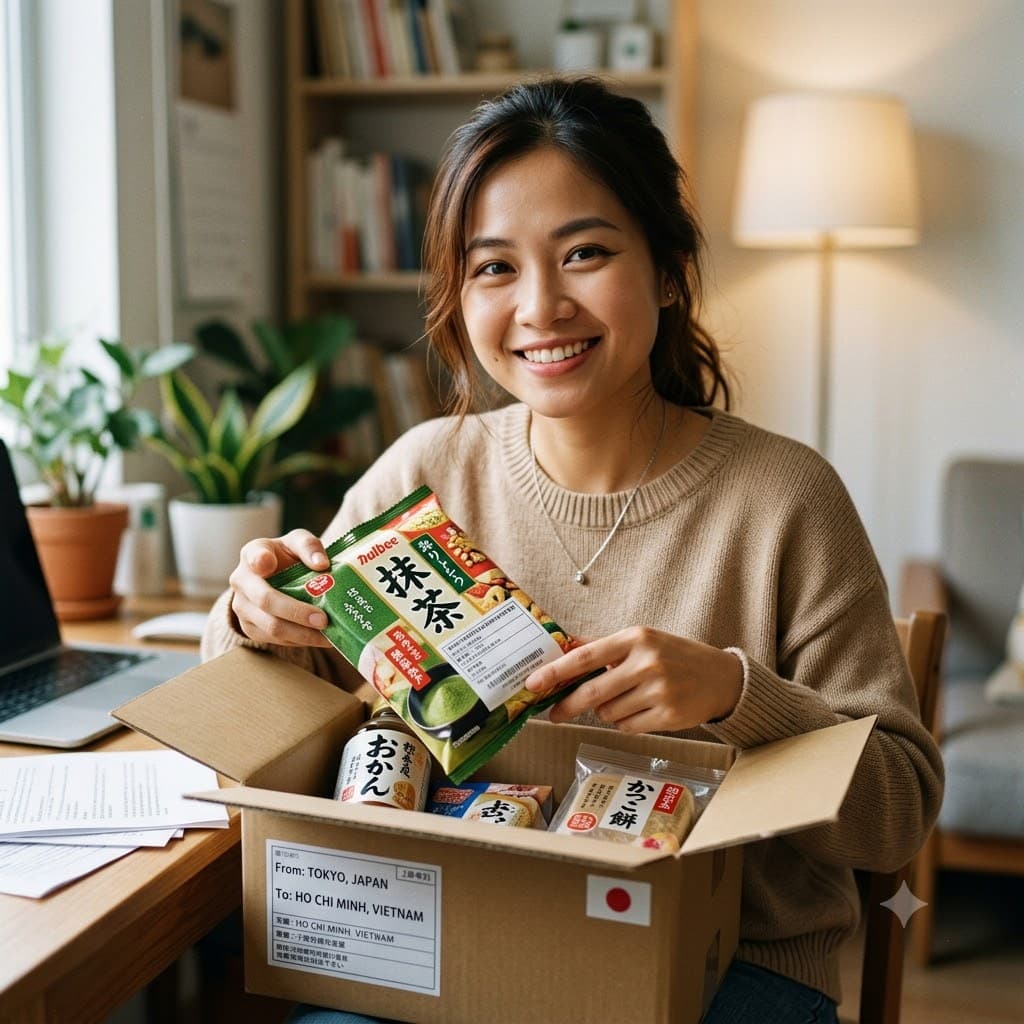 People living in Japan sending household goods and gifts to family in Vietnam.
